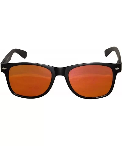 Fashion Retro Flat Mirror Reflective Colored Lens Sunglasses Horn Rimmed - Yellow-red - CA12MUE9ZUV $5.86 Wayfarer