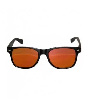 Fashion Retro Flat Mirror Reflective Colored Lens Sunglasses Horn Rimmed - Yellow-red - CA12MUE9ZUV $5.86 Wayfarer