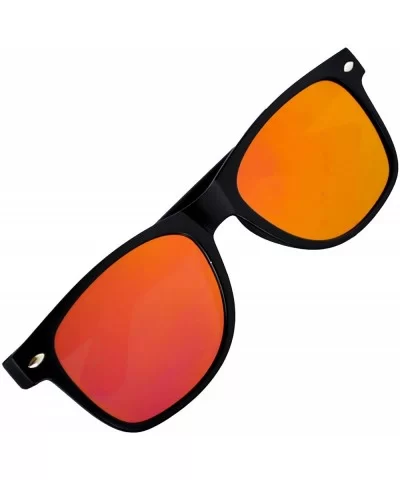 Fashion Retro Flat Mirror Reflective Colored Lens Sunglasses Horn Rimmed - Yellow-red - CA12MUE9ZUV $5.86 Wayfarer