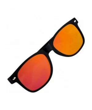 Fashion Retro Flat Mirror Reflective Colored Lens Sunglasses Horn Rimmed - Yellow-red - CA12MUE9ZUV $5.86 Wayfarer