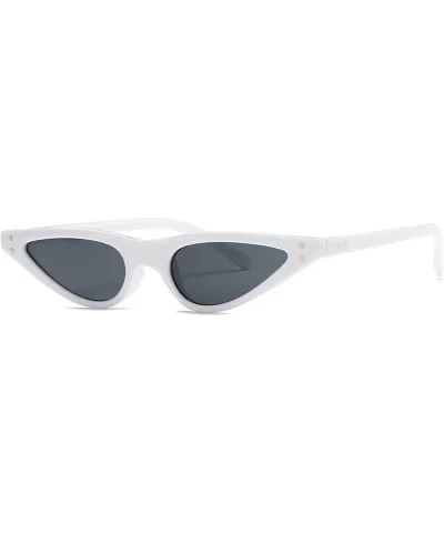 Sunglasses For Women Metal Hinges Small Cat Eye Frame Sun Glasses K0578 - White&black - CY18CEEL6SW $5.97 Cat Eye