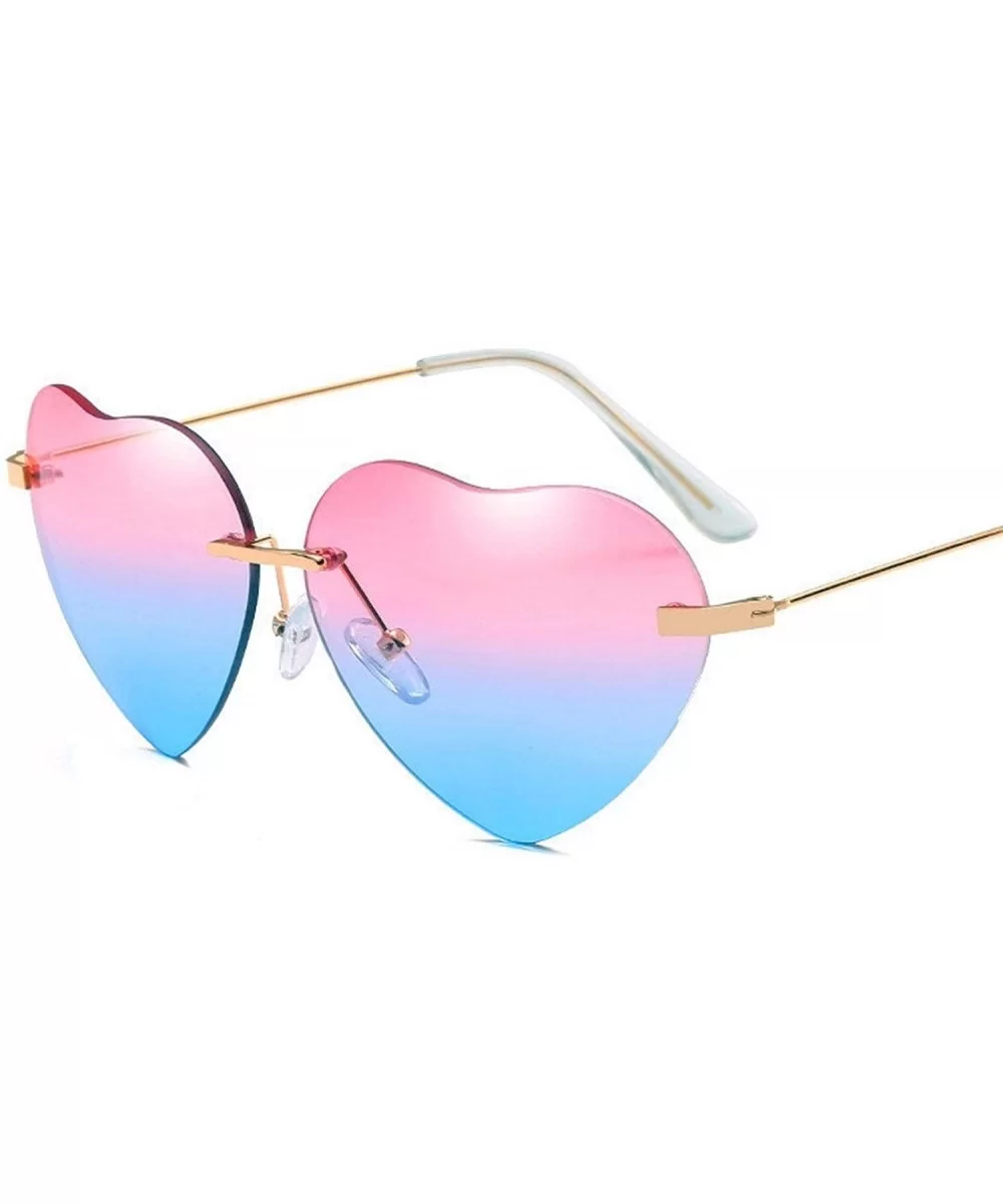 Retro Metal Love Heart Sunglasses Women Vintage Gold Frame Rainbow Lenses Shade Eyewear - 2 - CB18W4EET58 $20.46 Oversized