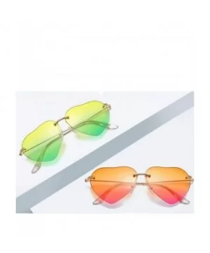 Retro Metal Love Heart Sunglasses Women Vintage Gold Frame Rainbow Lenses Shade Eyewear - 2 - CB18W4EET58 $20.46 Oversized