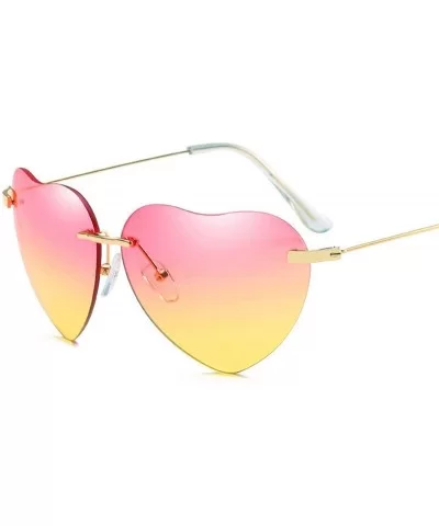 Retro Metal Love Heart Sunglasses Women Vintage Gold Frame Rainbow Lenses Shade Eyewear - 2 - CB18W4EET58 $20.46 Oversized