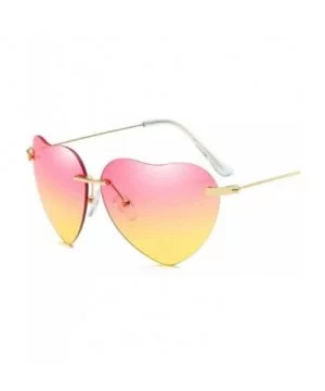 Retro Metal Love Heart Sunglasses Women Vintage Gold Frame Rainbow Lenses Shade Eyewear - 2 - CB18W4EET58 $20.46 Oversized