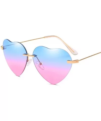 Retro Metal Love Heart Sunglasses Women Vintage Gold Frame Rainbow Lenses Shade Eyewear - 2 - CB18W4EET58 $20.46 Oversized