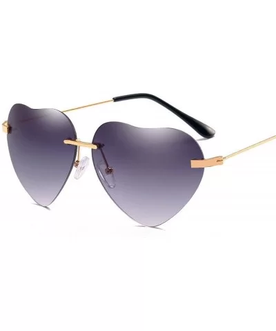 Retro Metal Love Heart Sunglasses Women Vintage Gold Frame Rainbow Lenses Shade Eyewear - 2 - CB18W4EET58 $20.46 Oversized