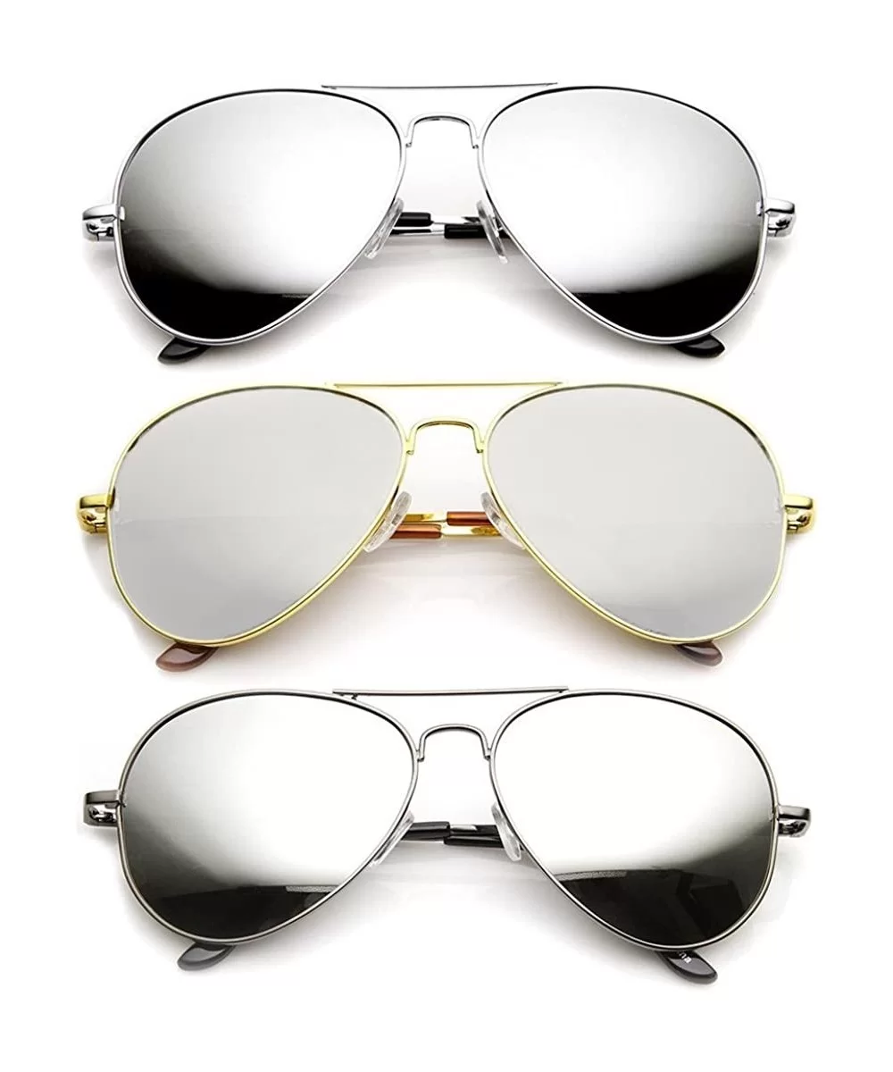 Classic Tear Drop Mirror Lens Aviator Sunglasses Gift Box - 1 Gold 1 Silver 1 Black - CS11KUURRUD $7.90 Wrap