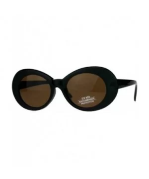 Womens Mod Oval Thick Plastic Round Chic Sunglasses - Green Brown - CB180Q0C6RC $6.33 Round