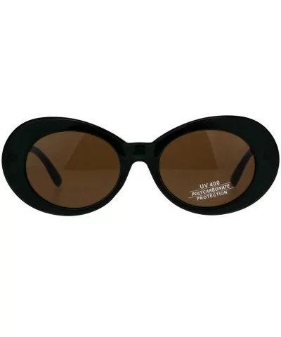 Womens Mod Oval Thick Plastic Round Chic Sunglasses - Green Brown - CB180Q0C6RC $6.33 Round