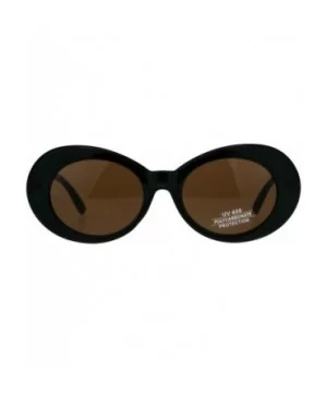 Womens Mod Oval Thick Plastic Round Chic Sunglasses - Green Brown - CB180Q0C6RC $6.33 Round