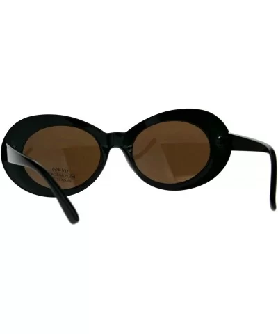 Womens Mod Oval Thick Plastic Round Chic Sunglasses - Green Brown - CB180Q0C6RC $6.33 Round