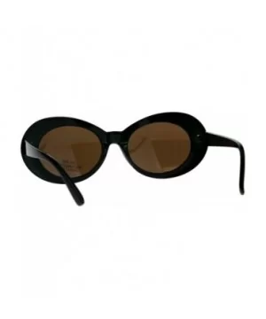 Womens Mod Oval Thick Plastic Round Chic Sunglasses - Green Brown - CB180Q0C6RC $6.33 Round