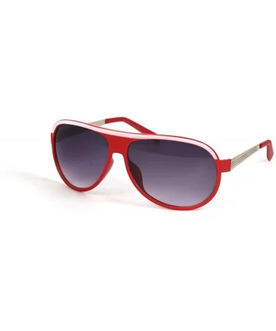 Fashion Color Frame Aviator Metal Temple Style Sunglasses P2060 - Red-gradient Smoke Lens - CX11BOTI4IN $6.25 Aviator