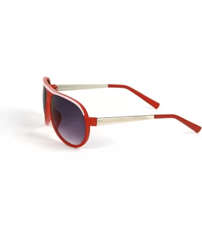 Fashion Color Frame Aviator Metal Temple Style Sunglasses P2060 - Red-gradient Smoke Lens - CX11BOTI4IN $6.25 Aviator