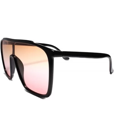 Oversize Exaggerated Retro Shield Style Large Sunglasses - Brown / Pink - CU18U5UEG0D $9.59 Shield