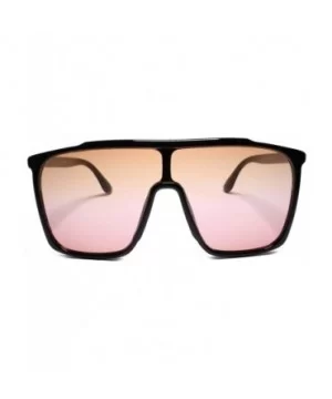 Oversize Exaggerated Retro Shield Style Large Sunglasses - Brown / Pink - CU18U5UEG0D $9.59 Shield