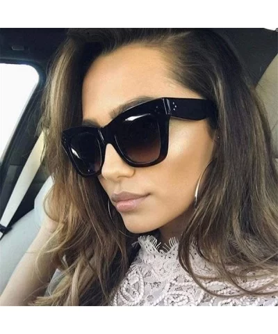 Luxury Rectangle Sunglasses Women Brand Design Retro Colorful Transparent C6 - C3 - CG18YKT8KO4 $6.65 Aviator