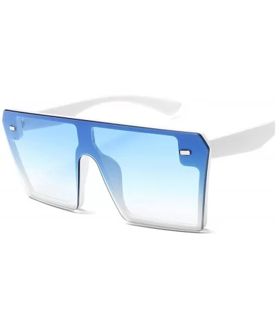 Flat Top Oversize Square Sunglasses Women Retro Gradient Sun Glasses Men Blue Big Frame Vintage Eyewear UV400 - CR198AHST7O $...