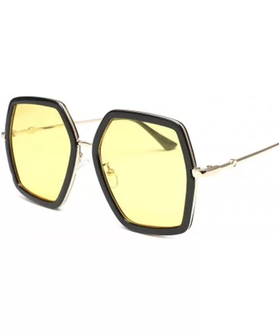 UV Protection Sunglasses for Women Men Full rim frame Square Acrylic Lens Metal Frame Sunglass - Yellow - CX1902SI3KS $8.22 R...