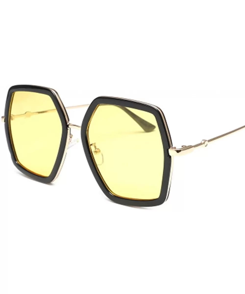 UV Protection Sunglasses for Women Men Full rim frame Square Acrylic Lens Metal Frame Sunglass - Yellow - CX1902SI3KS $8.22 R...