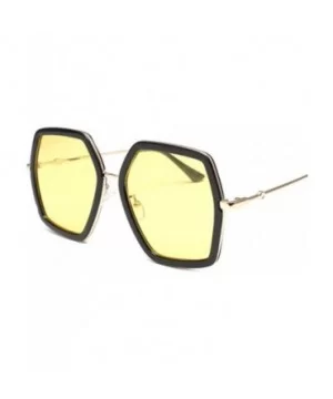 UV Protection Sunglasses for Women Men Full rim frame Square Acrylic Lens Metal Frame Sunglass - Yellow - CX1902SI3KS $8.22 R...