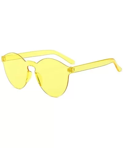 Unisex Fashion Candy Colors Round Frame UV Protection Outdoor Sunglasses Sunglasses - Light Yellow - C3190L2X2XL $14.99 Round