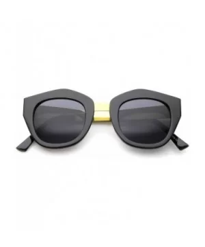 Women's Geometric Metal Bridge And Temple Square Lens Cat Eye Sunglasses 46mm - Black / Smoke - CV12JP6FFIN $9.03 Cat Eye