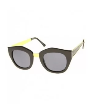 Women's Geometric Metal Bridge And Temple Square Lens Cat Eye Sunglasses 46mm - Black / Smoke - CV12JP6FFIN $9.03 Cat Eye