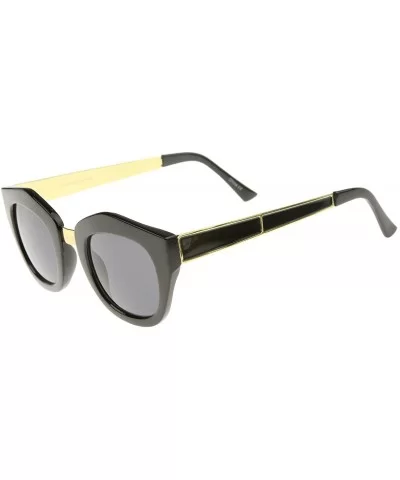 Women's Geometric Metal Bridge And Temple Square Lens Cat Eye Sunglasses 46mm - Black / Smoke - CV12JP6FFIN $9.03 Cat Eye