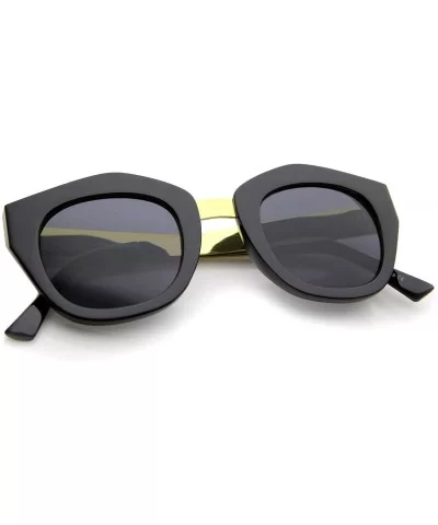 Women's Geometric Metal Bridge And Temple Square Lens Cat Eye Sunglasses 46mm - Black / Smoke - CV12JP6FFIN $9.03 Cat Eye