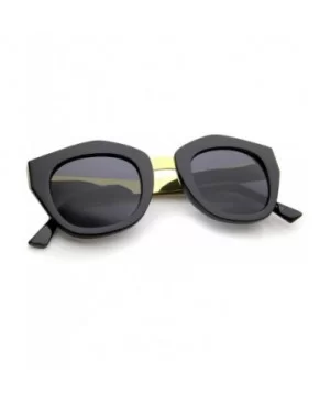 Women's Geometric Metal Bridge And Temple Square Lens Cat Eye Sunglasses 46mm - Black / Smoke - CV12JP6FFIN $9.03 Cat Eye