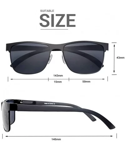 Polarized Sunglasses for Men Driving Fishing 8024 - Black Frame With Grey Lens - CY192O7R24Q $8.84 Square