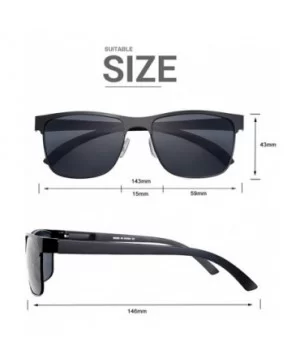 Polarized Sunglasses for Men Driving Fishing 8024 - Black Frame With Grey Lens - CY192O7R24Q $8.84 Square