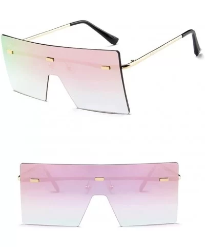 Oversized Square Sunglasses Flat Top Fashion Shades Oversize Sunglasses - Pink - CL195NHNGZ9 $6.78 Square