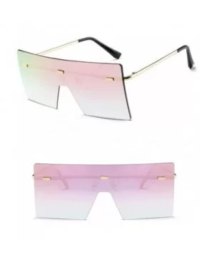 Oversized Square Sunglasses Flat Top Fashion Shades Oversize Sunglasses - Pink - CL195NHNGZ9 $6.78 Square