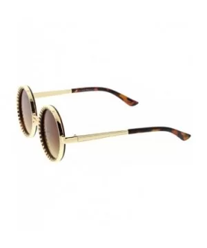 Steampunk Metal Spike Frame Flat Lens Round Sunglasses 50mm - Gold Tortoise / Amber - CX183X6ELCD $9.11 Round