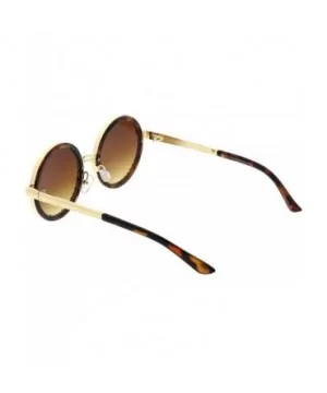 Steampunk Metal Spike Frame Flat Lens Round Sunglasses 50mm - Gold Tortoise / Amber - CX183X6ELCD $9.11 Round