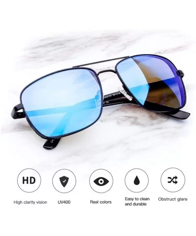 Retro Sunglasses Men Sun Glasses For Fishing Square Glasses Fashion Blue - Green - C918YNDDGH3 $13.57 Aviator