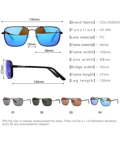 Retro Sunglasses Men Sun Glasses For Fishing Square Glasses Fashion Blue - Green - C918YNDDGH3 $13.57 Aviator