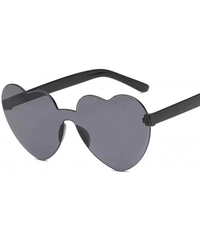 Cute Sexy Retro Love Heart Rimless Sunglasses Women Luxury Sun Glasses Female Eyewear Candy Color - Black - CX198UE4XX4 $5.63...