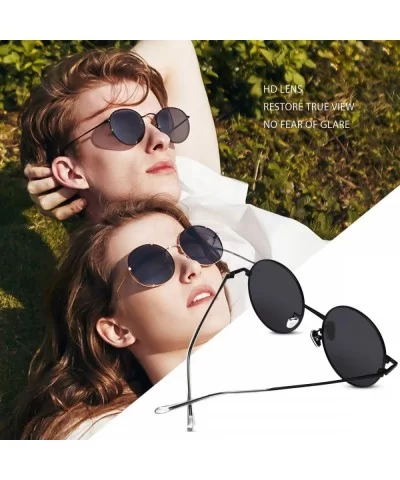 Retro Round Sunglasses Small Men Women Steampunk Hippy Lennon Glasses Polarized Colored Lens UV400 Metal Frame - CY18YK5I4MG ...