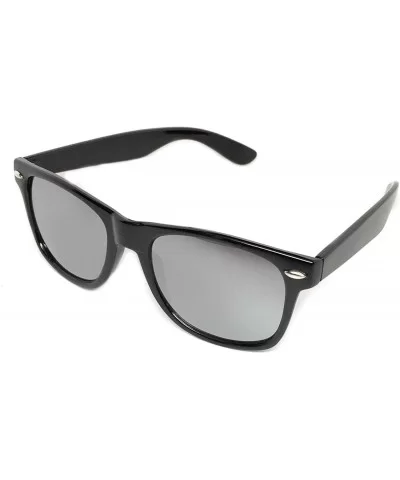 Classic 80's Vintage Style Sunglasses Polarized or Standard Lens - Gloss Black- Silver Mirror - CI186AI9LEK $7.11 Rectangular