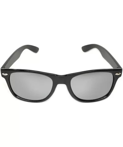 Classic 80's Vintage Style Sunglasses Polarized or Standard Lens - Gloss Black- Silver Mirror - CI186AI9LEK $7.11 Rectangular