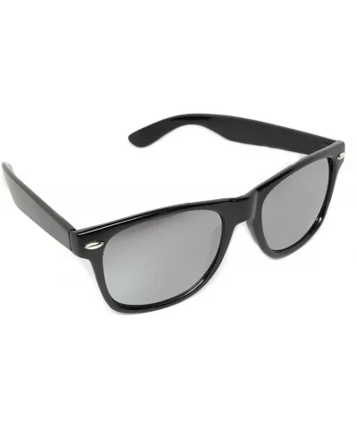 Classic 80's Vintage Style Sunglasses Polarized or Standard Lens - Gloss Black- Silver Mirror - CI186AI9LEK $7.11 Rectangular