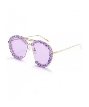 Fashion Oversized Diamond Sunglasses Vintage - A - CI198GEKXQ6 $17.88 Oversized