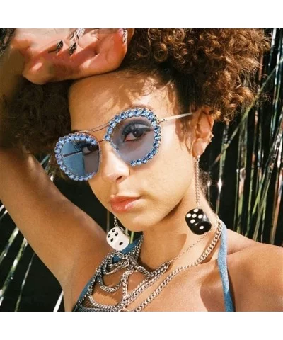 Fashion Oversized Diamond Sunglasses Vintage - A - CI198GEKXQ6 $17.88 Oversized