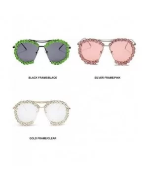 Fashion Oversized Diamond Sunglasses Vintage - A - CI198GEKXQ6 $17.88 Oversized