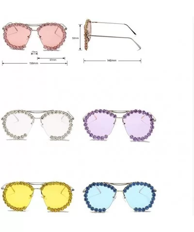 Fashion Oversized Diamond Sunglasses Vintage - A - CI198GEKXQ6 $17.88 Oversized