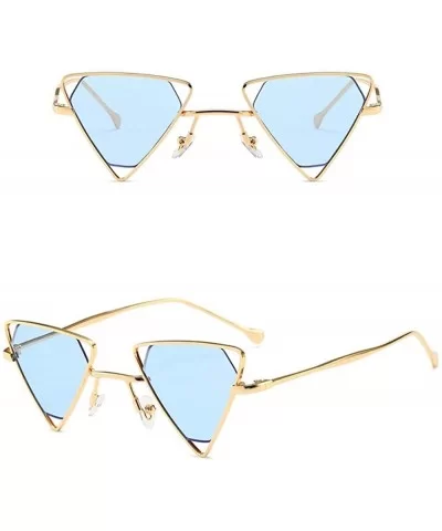 Vintage Triangle Punk Sunglasses for Women Retro Metal Frame - 3 - C218S3QGO7W $18.72 Goggle